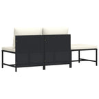 vidaXL 3-tlg. Garten-Sofagarnitur mit Auflagen Schwarz Poly Rattan