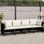 vidaXL 4-Sitzer-Gartensofa mit Auflagen Schwarz Poly Rattan