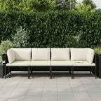 vidaXL 4-Sitzer-Gartensofa mit Auflagen Schwarz Poly Rattan