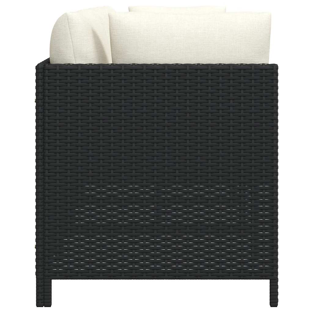 vidaXL 4-Sitzer-Gartensofa mit Auflagen Schwarz Poly Rattan