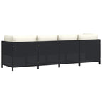 vidaXL 4-Sitzer-Gartensofa mit Auflagen Schwarz Poly Rattan