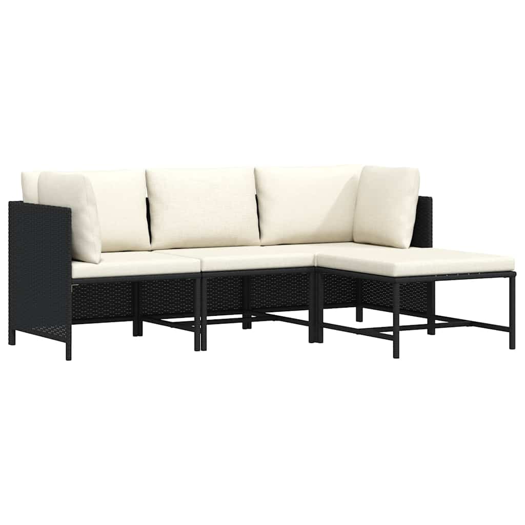 vidaXL 4-tlg. Garten-Sofagarnitur mit Auflagen Poly Rattan Grau