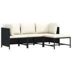 vidaXL 4-tlg. Garten-Sofagarnitur mit Auflagen Poly Rattan Grau