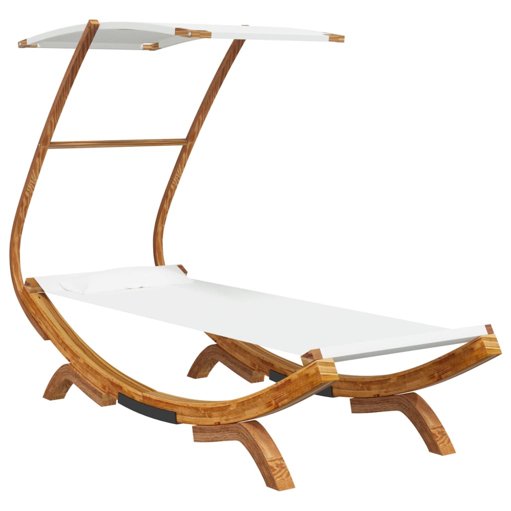 vidaXL Sonnenliege mit Dach 100x190x134 cm Bugholz Massiv Creme