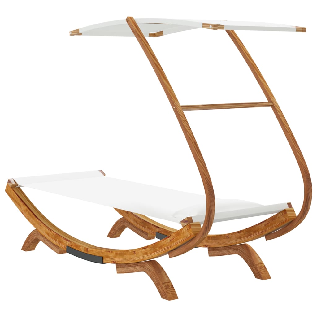 vidaXL Sonnenliege mit Dach 100x190x134 cm Bugholz Massiv Creme
