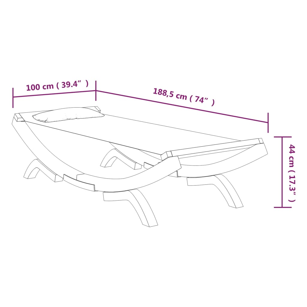 vidaXL Sonnenliege 100x188,5x44 cm Bugholz Massiv Creme
