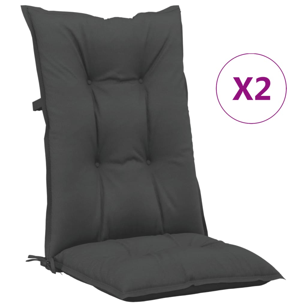 vidaXL Gartenstuhlauflagen für Hochlehner 2 Stk. Anthrazit 120x50x7 cm