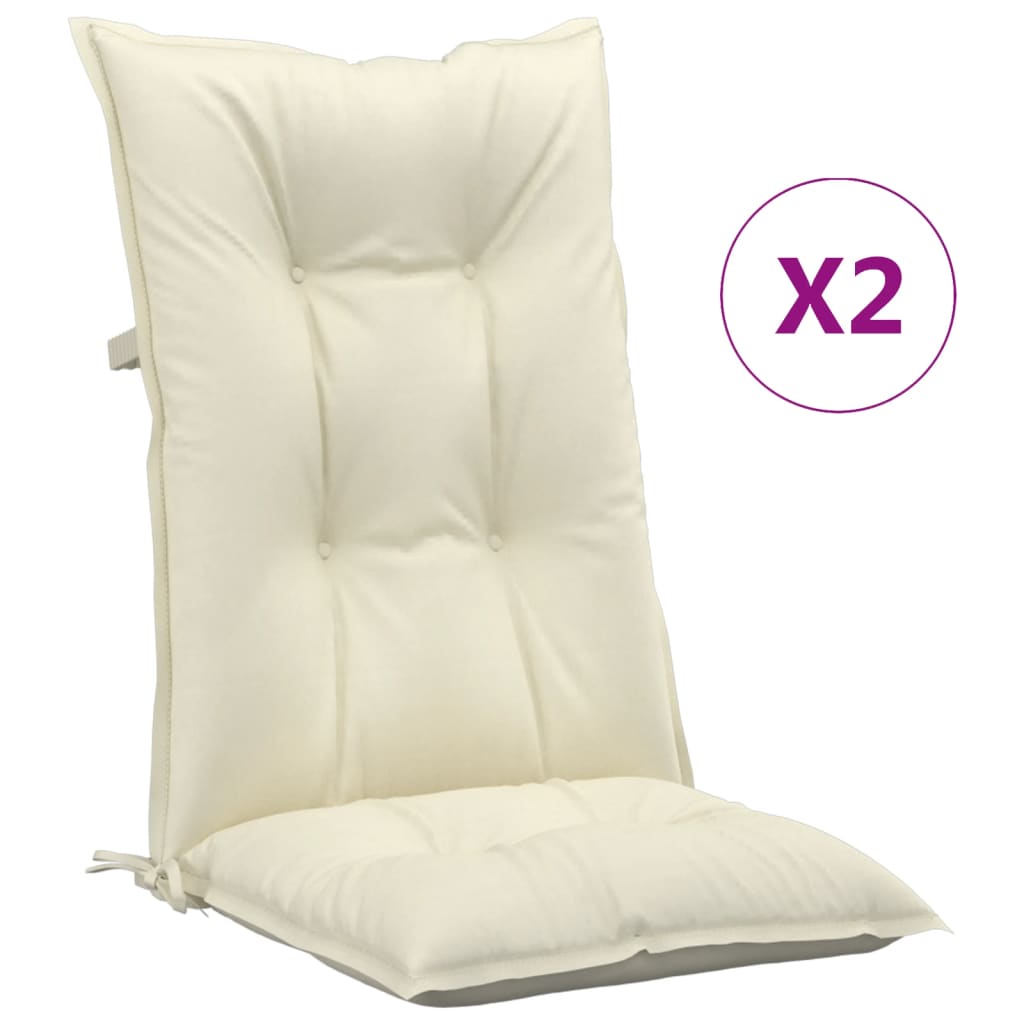 vidaXL Gartenstuhlauflagen für Hochlehner 2Stk. Creme 120x50x7cm Stoff
