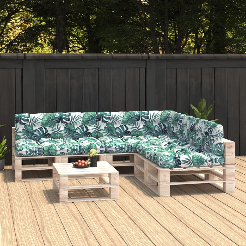 vidaXL Palettensofa-Auflagen 7 Stk. Blattmuster