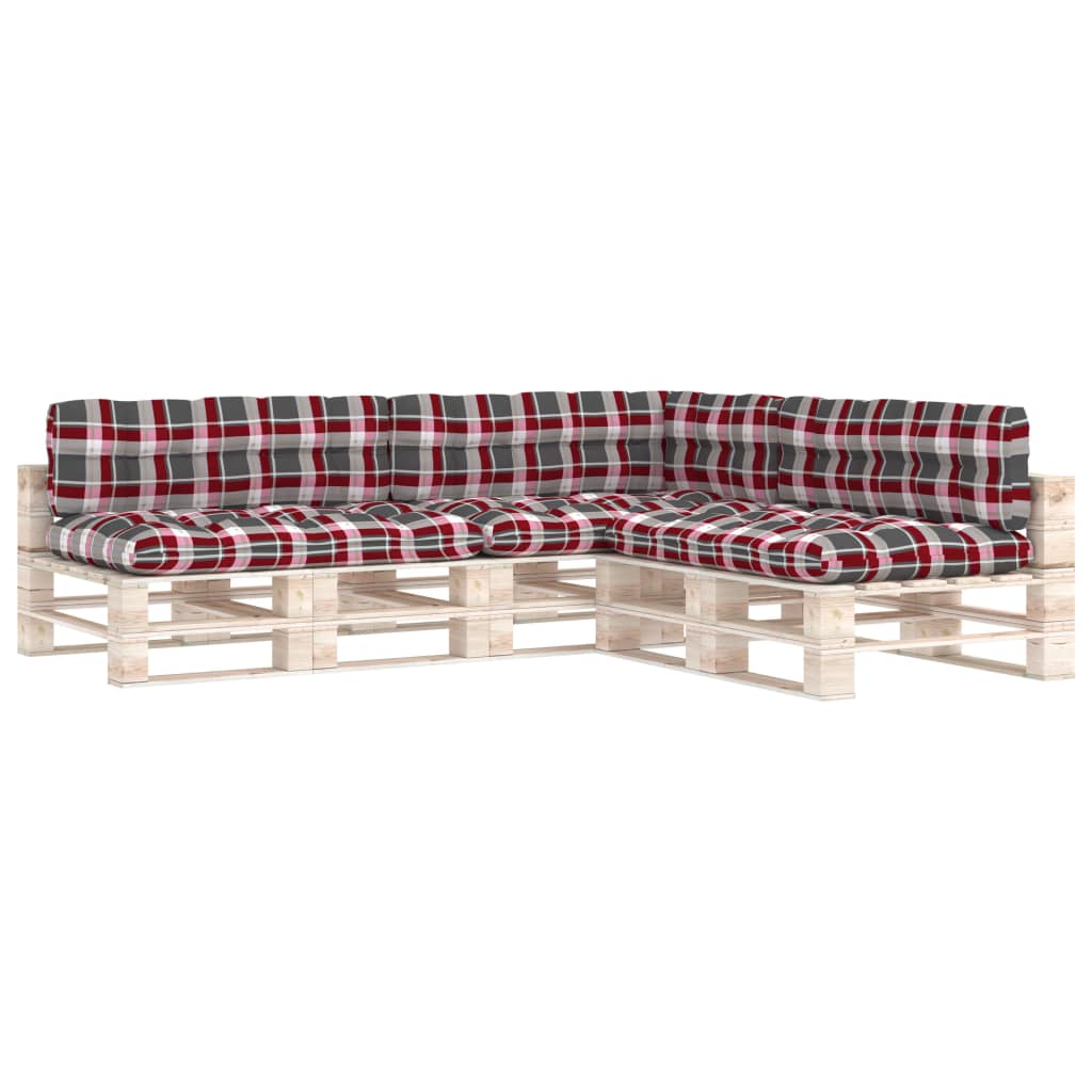 vidaXL Palettensofa-Auflagen 7 Stk. Rot Karomuster