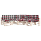 vidaXL Palettensofa-Auflagen 7 Stk. Rot Karomuster