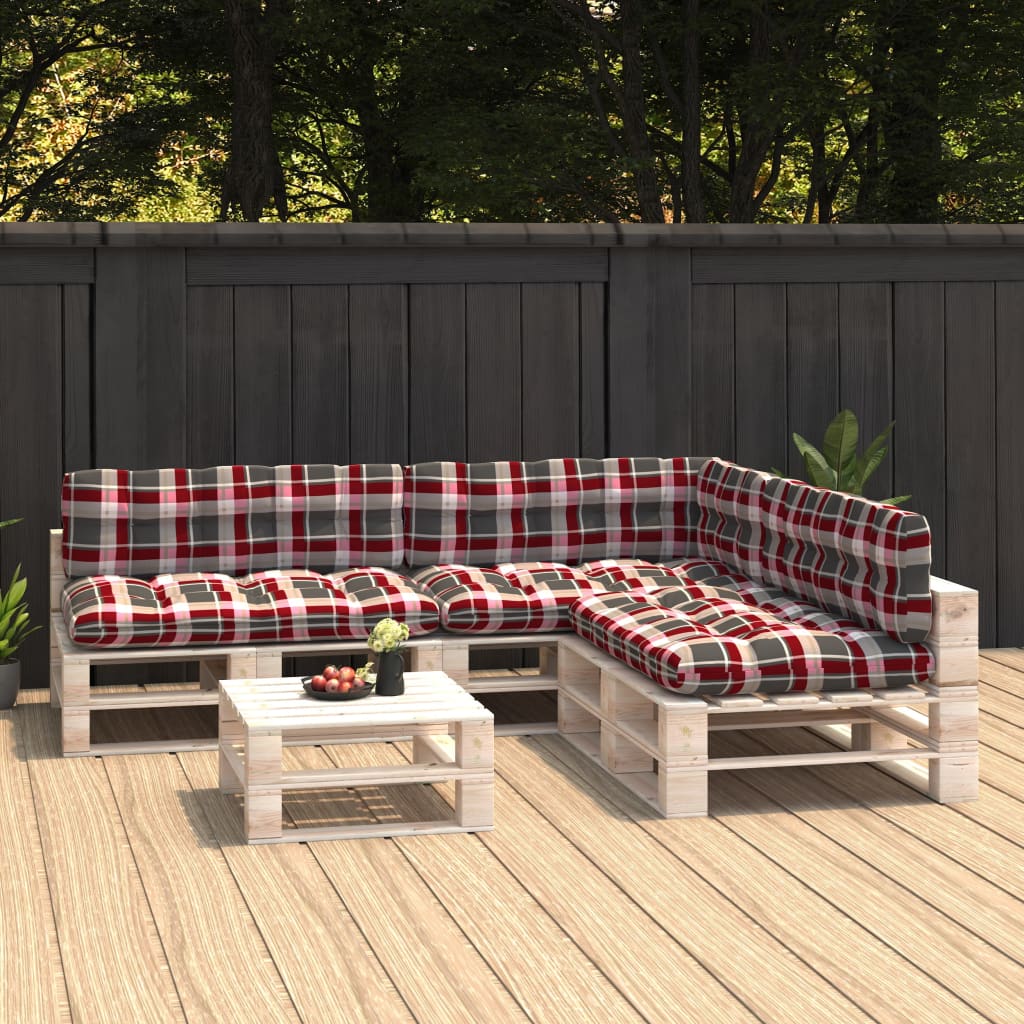 vidaXL Palettensofa-Auflagen 7 Stk. Rot Karomuster