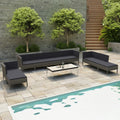 vidaXL 10-tlg. Garten-Lounge-Set mit Auflagen Poly Rattan Braun