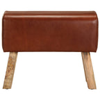 vidaXL Sitzbank Turnbock-Design 58cm Braun Echtleder Mango Massivholz