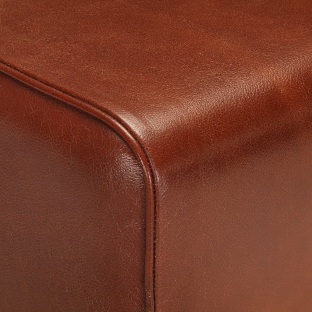 vidaXL Sitzbank Turnbock-Design 58cm Braun Echtleder Mango Massivholz