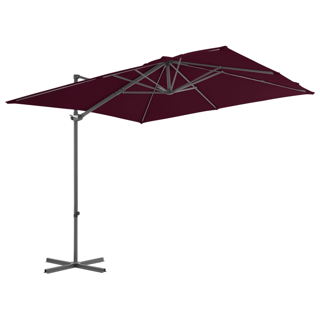 vidaXL Ampelschirm mit Stahl-Mast 250x250 cm Bordeauxrot