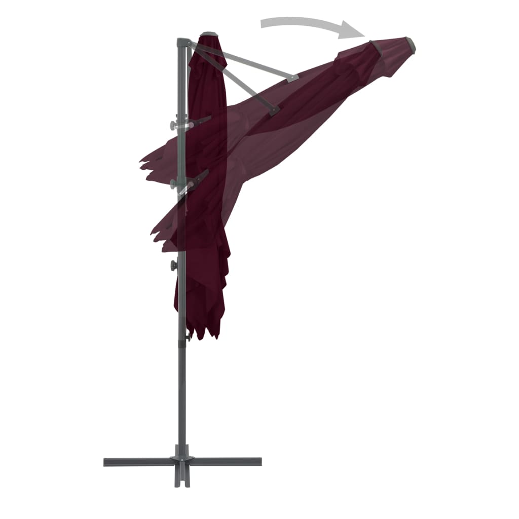 vidaXL Ampelschirm mit Stahl-Mast 250x250 cm Bordeauxrot