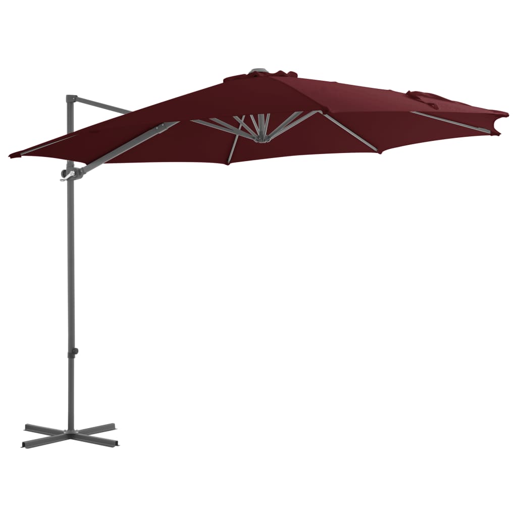 vidaXL Ampelschirm mit Stahl-Mast 250x250 cm Bordeauxrot