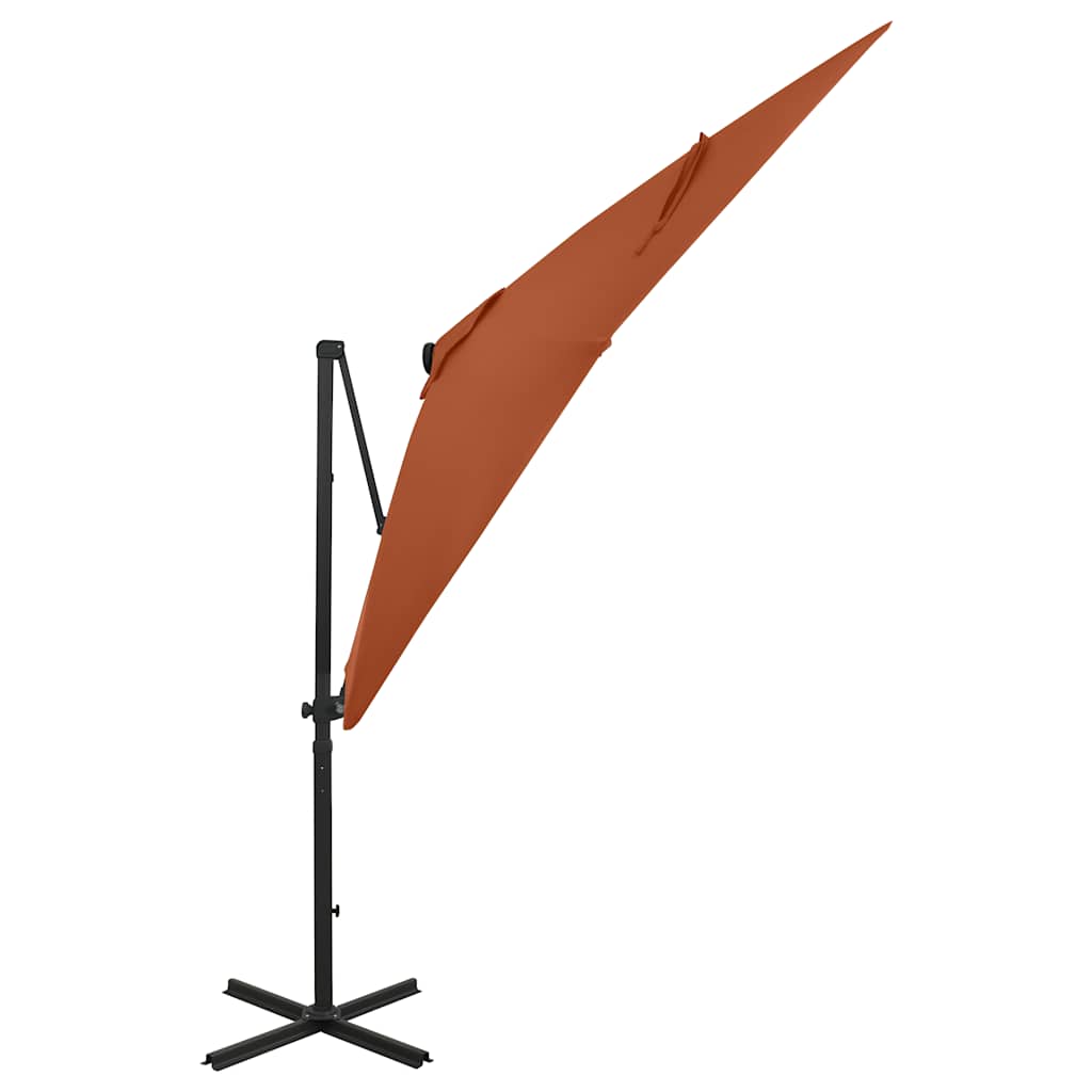 vidaXL Ampelschirm mit LED-Beleuchtung 250 cm Terrakotta