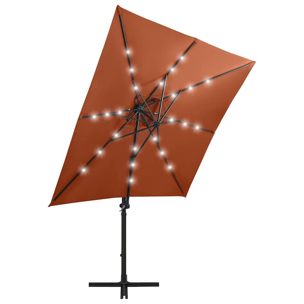 vidaXL Ampelschirm mit LED-Beleuchtung 250 cm Terrakotta