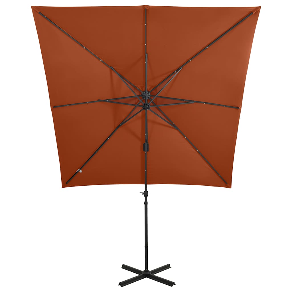 vidaXL Ampelschirm mit LED-Beleuchtung 250 cm Terrakotta