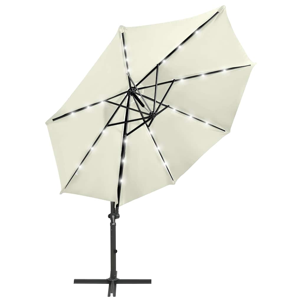 vidaXL Ampelschirm mit LED-Beleuchtung 300 cm Sandweiß