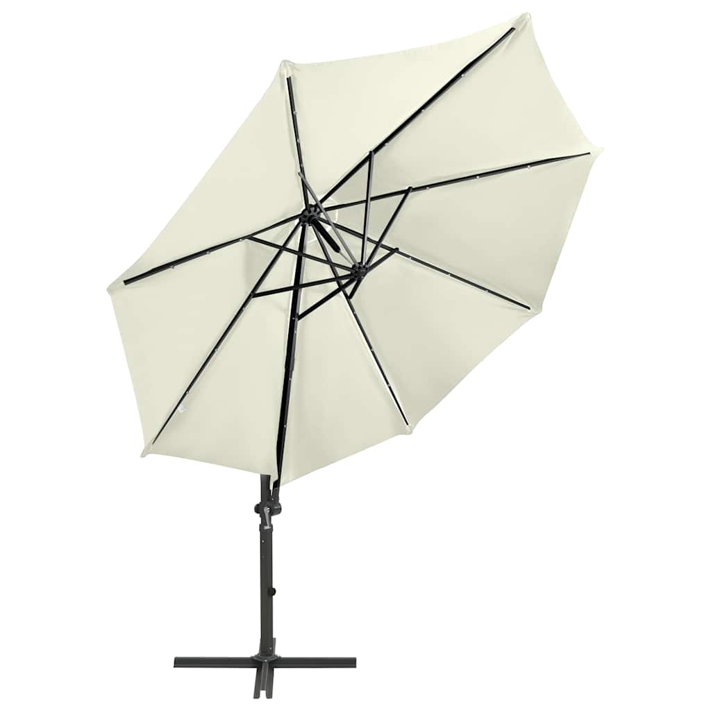 vidaXL Ampelschirm mit LED-Beleuchtung 300 cm Sandweiß