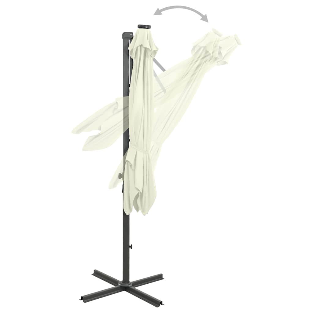 vidaXL Ampelschirm mit LED-Beleuchtung 300 cm Sandweiß
