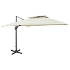 vidaXL Ampelschirm mit Doppeldach 300 x 300 cm Sand