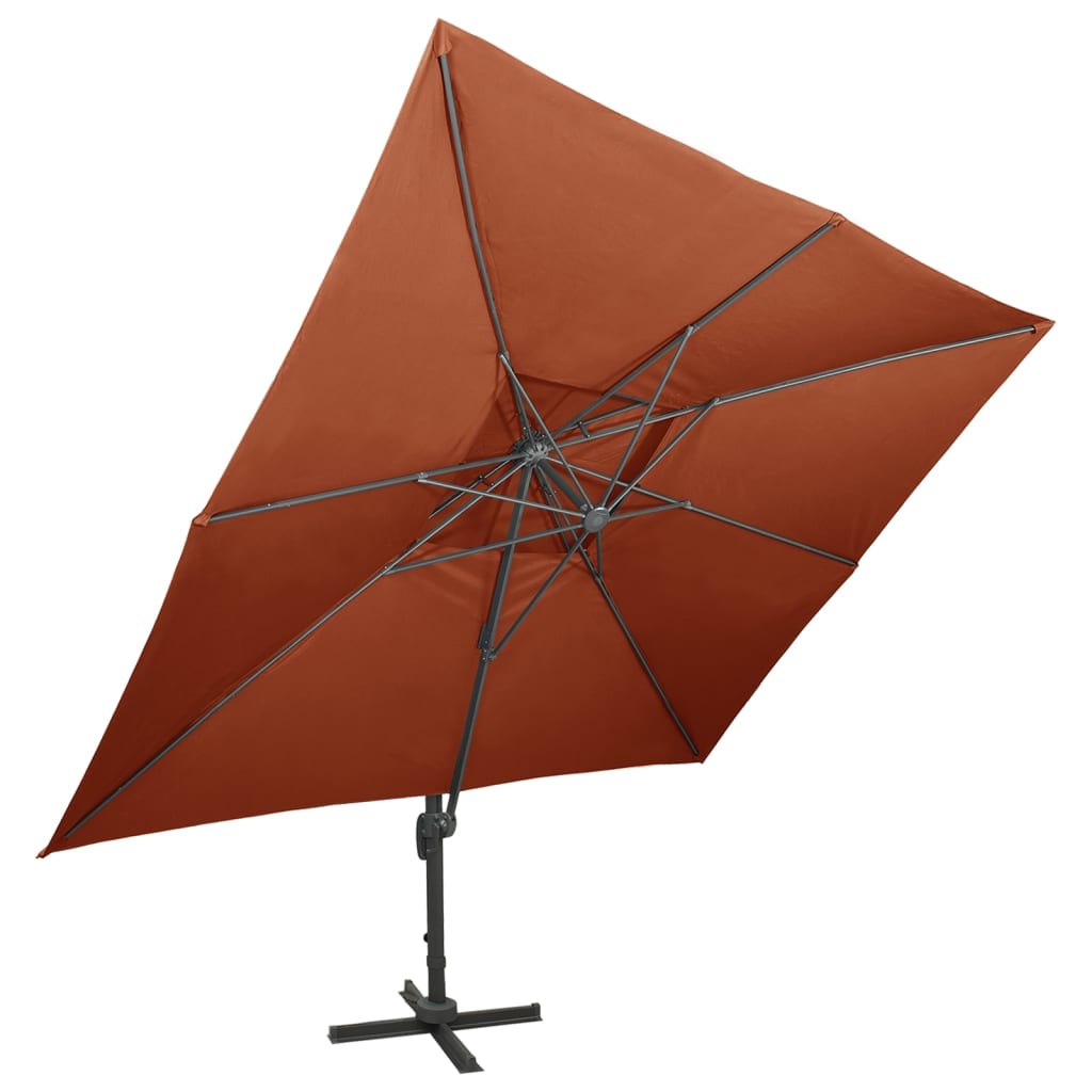 vidaXL Ampelschirm mit Doppeldach Terrakotta 400 x 300 cm