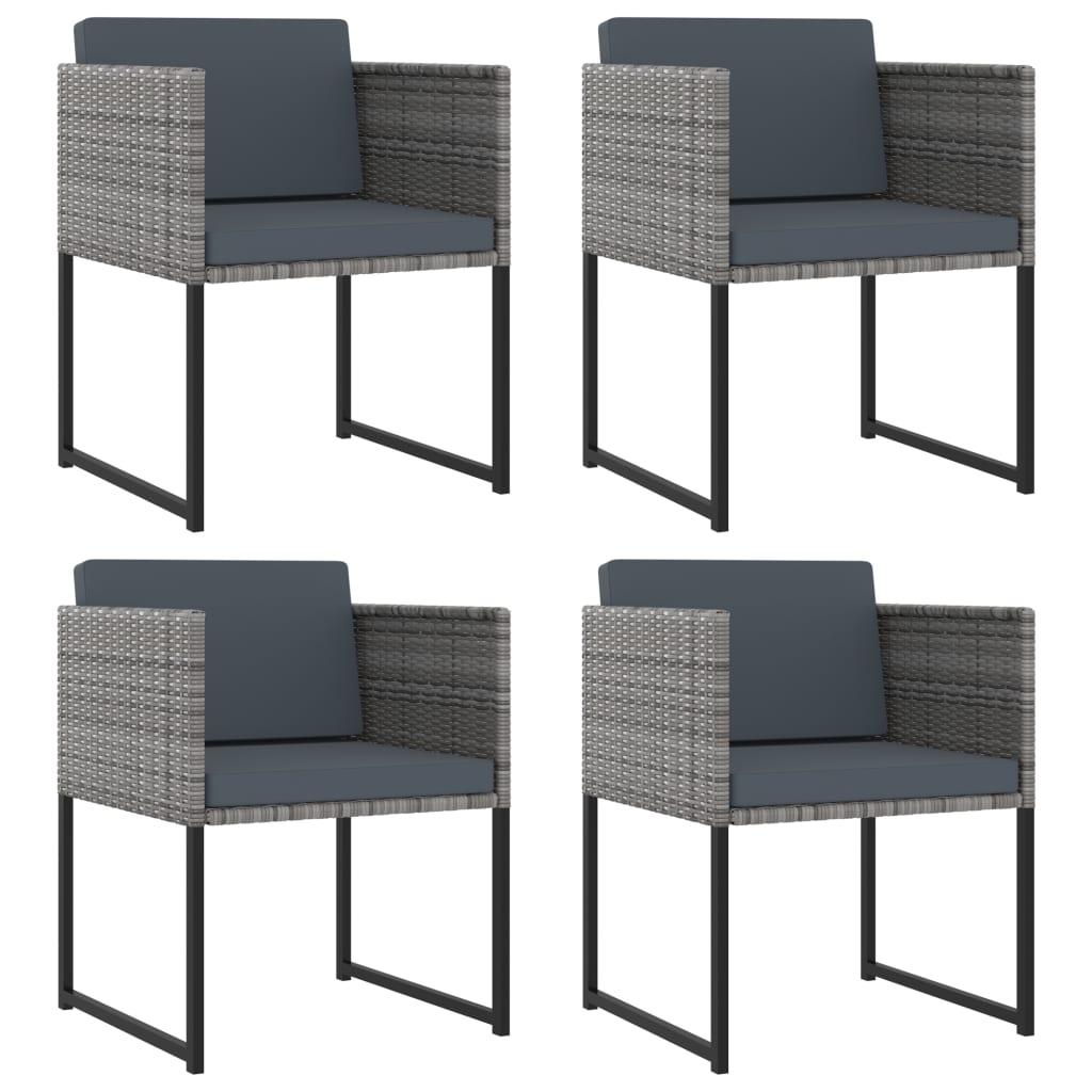 vidaXL 9-tlg. Garten-Essgruppe mit Kissen Poly Rattan Grau