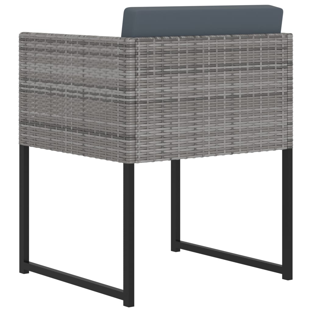 vidaXL 11-tlg. Garten-Essgruppe mit Kissen Poly Rattan Grau