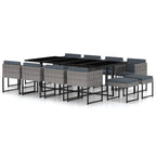 vidaXL 13-tlg. Garten-Essgruppe mit Kissen Poly Rattan Grau