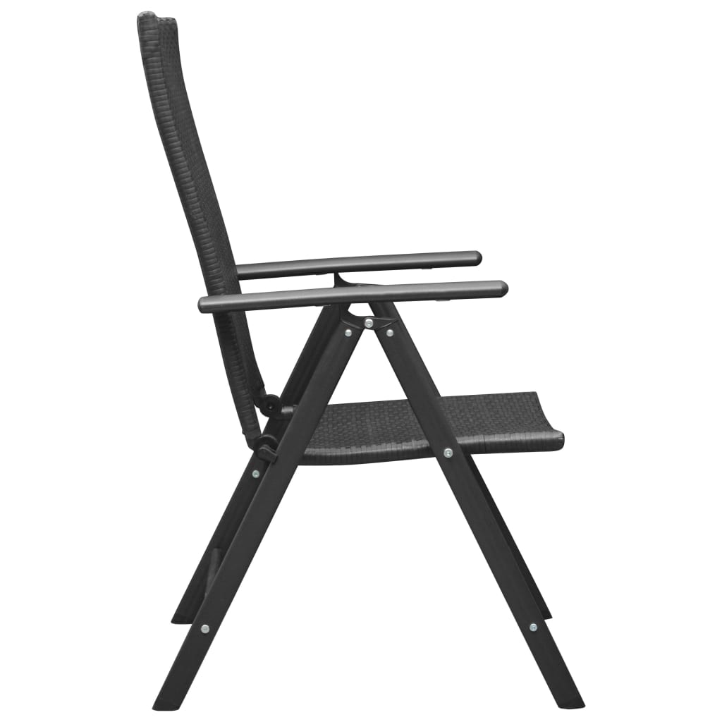 vidaXL Gartenstühle 4 Stk. Poly Rattan Schwarz