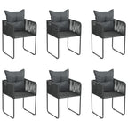 vidaXL Gartenstühle 6 Stk. mit Kissen Poly Rattan Schwarz