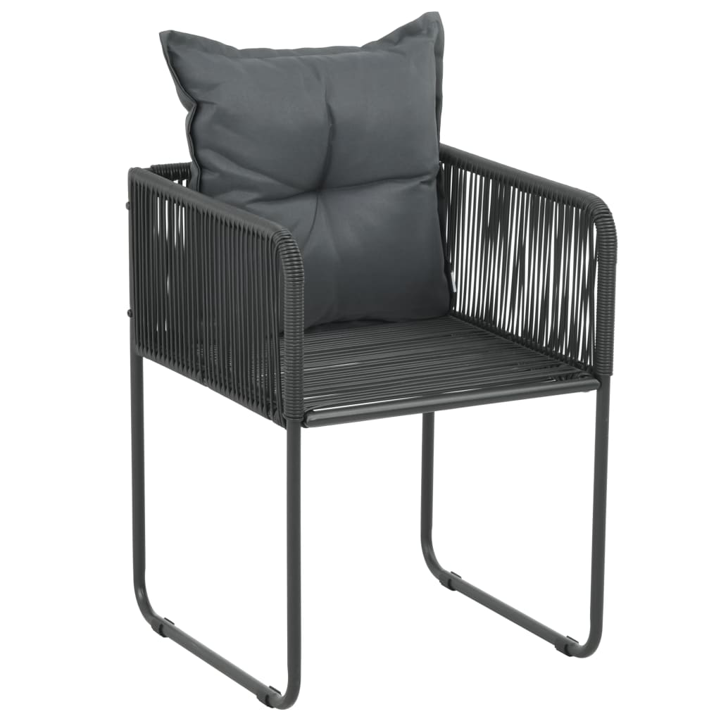 vidaXL Gartenstühle 6 Stk. mit Kissen Poly Rattan Schwarz