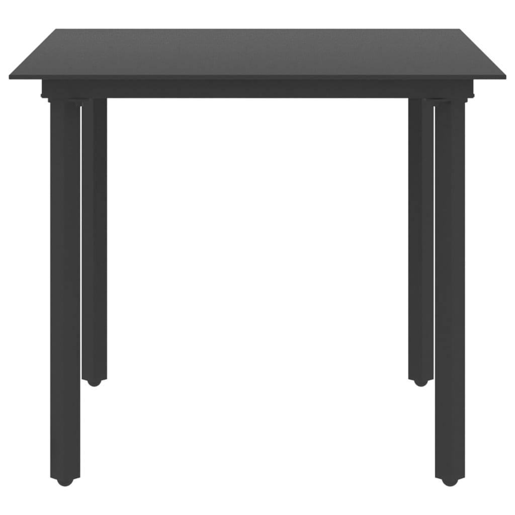 vidaXL Garten-Esstisch Schwarz 80x80x74 cm Stahl und Glas