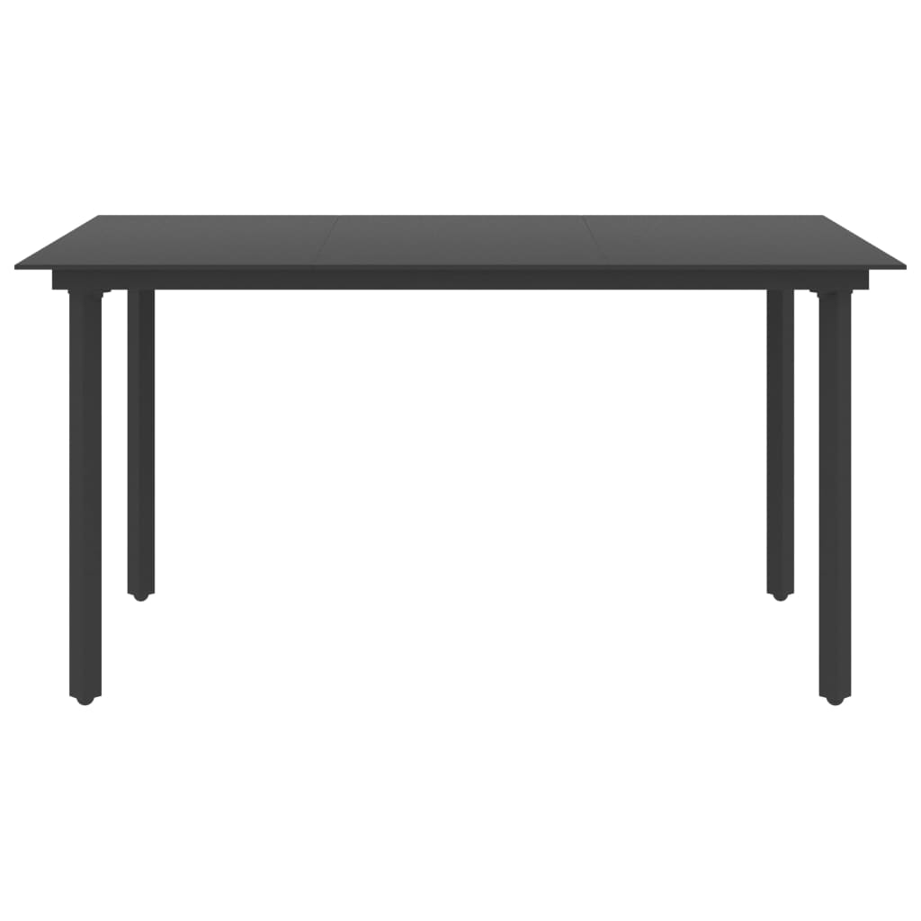 vidaXL Garten-Esstisch Schwarz 80x80x74 cm Stahl und Glas
