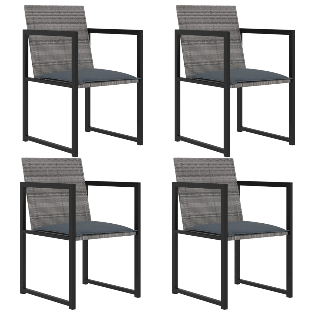 vidaXL 5-tlg. Garten-Essgruppe mit Kissen Poly Rattan Grau