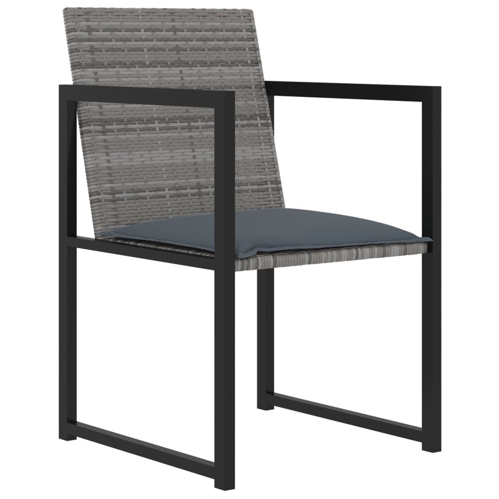 vidaXL 5-tlg. Garten-Essgruppe mit Kissen Poly Rattan Grau