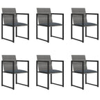 vidaXL 7-tlg. Garten-Essgruppe mit Kissen Poly Rattan Grau