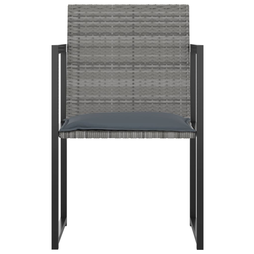 vidaXL 7-tlg. Garten-Essgruppe mit Kissen Poly Rattan Grau