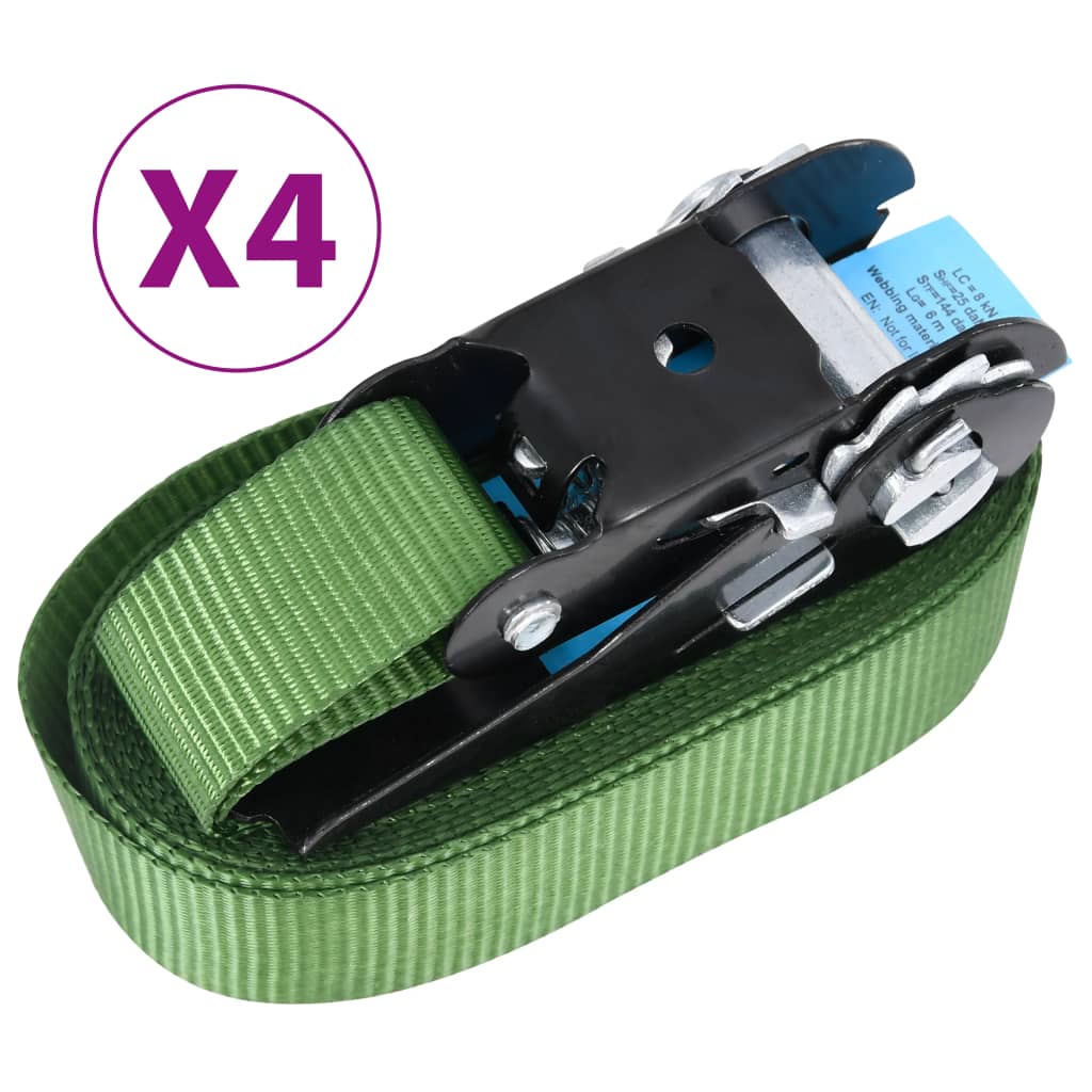 vidaXL Ratschen-Spanngurte 4 Stk. 800 daN 6 m Grün