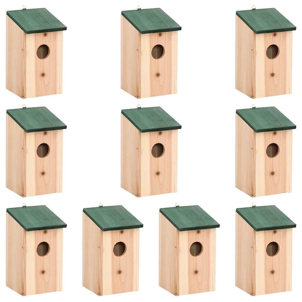 vidaXL Vogelhäuser 10 Stk. Tanne Massivholz 12x12x22 cm