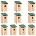 vidaXL Vogelhäuser 10 Stk. Tanne Massivholz 12x12x22 cm