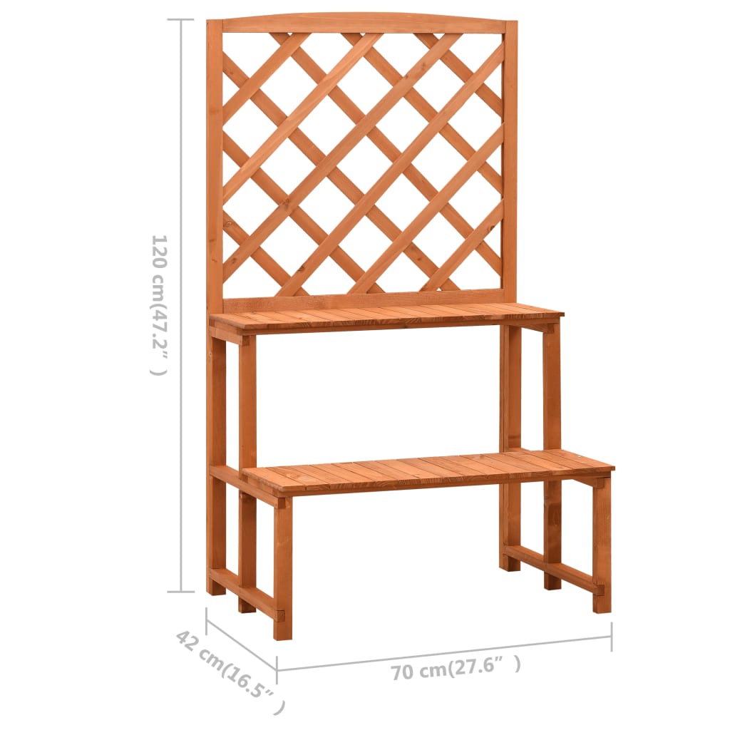 vidaXL Blumentreppe mit Rankgitter Orange 70x42x120cm Massivholz Tanne