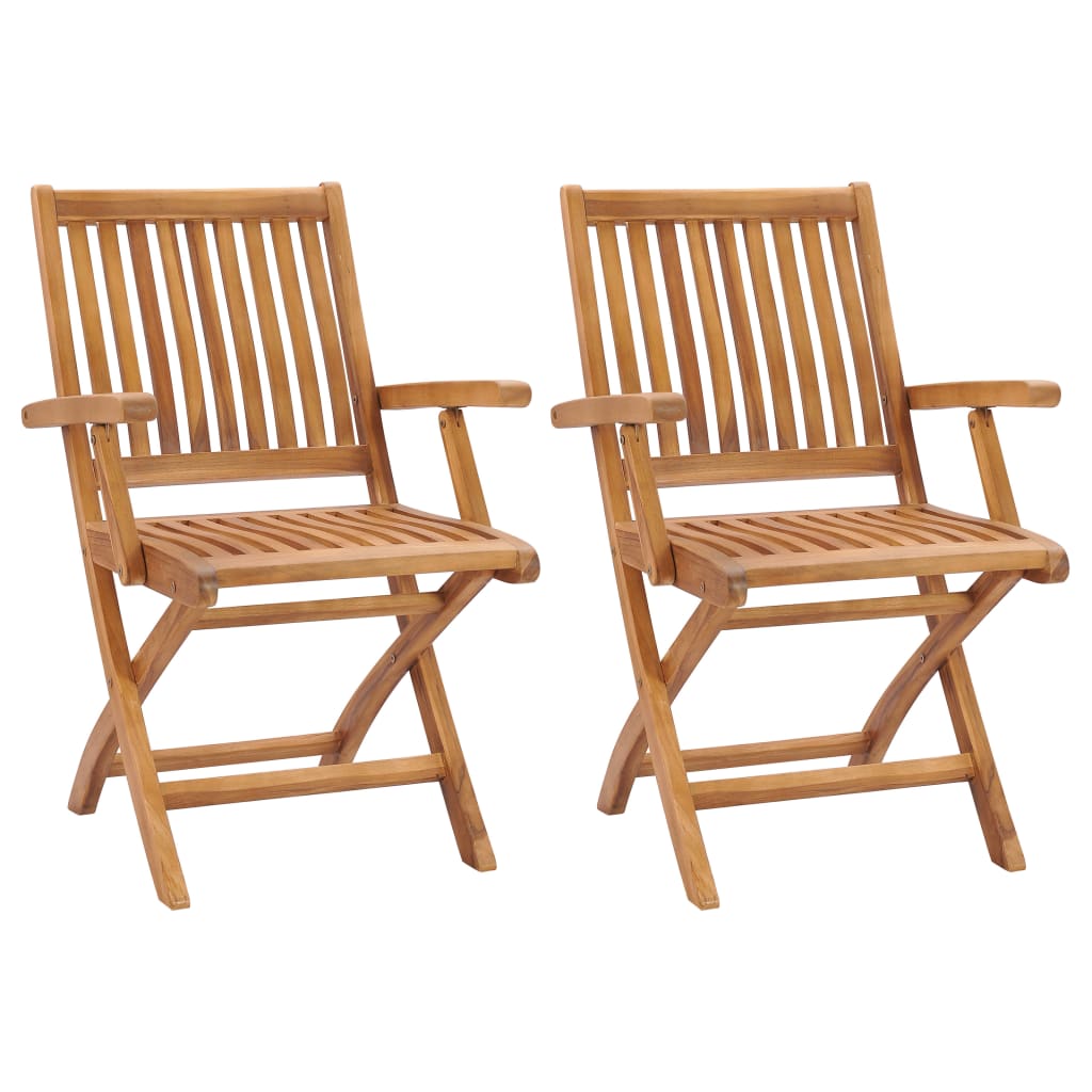 vidaXL Klappbare Gartenstühle 2 Stk. Massivholz Teak