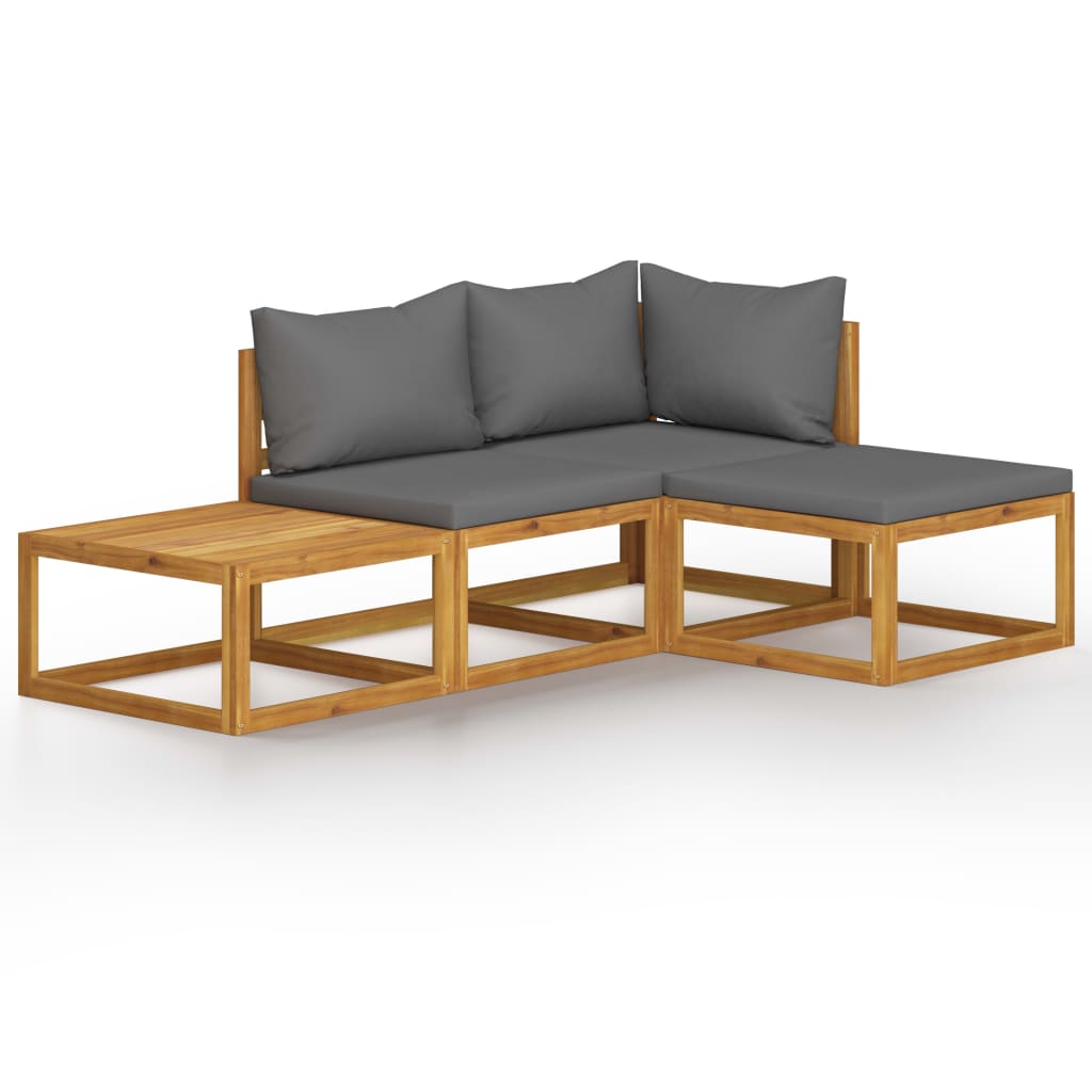 vidaXL 4-tlg. Garten-Lounge-Set mit Auflagen Massivholz Akazie