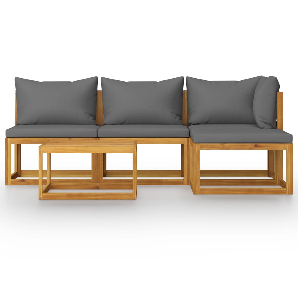 vidaXL 5-tlg. Garten-Lounge-Set mit Auflagen Massivholz Akazie