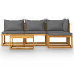 vidaXL 5-tlg. Garten-Lounge-Set mit Auflagen Massivholz Akazie